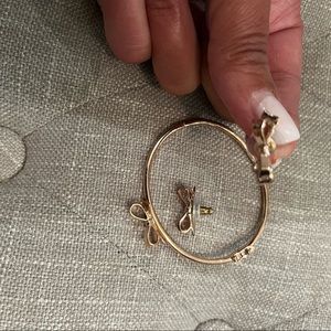 Kate spade rose gold bow earrings and bangle